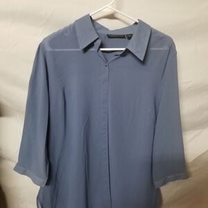 attention Slate Blue Button-Up Top